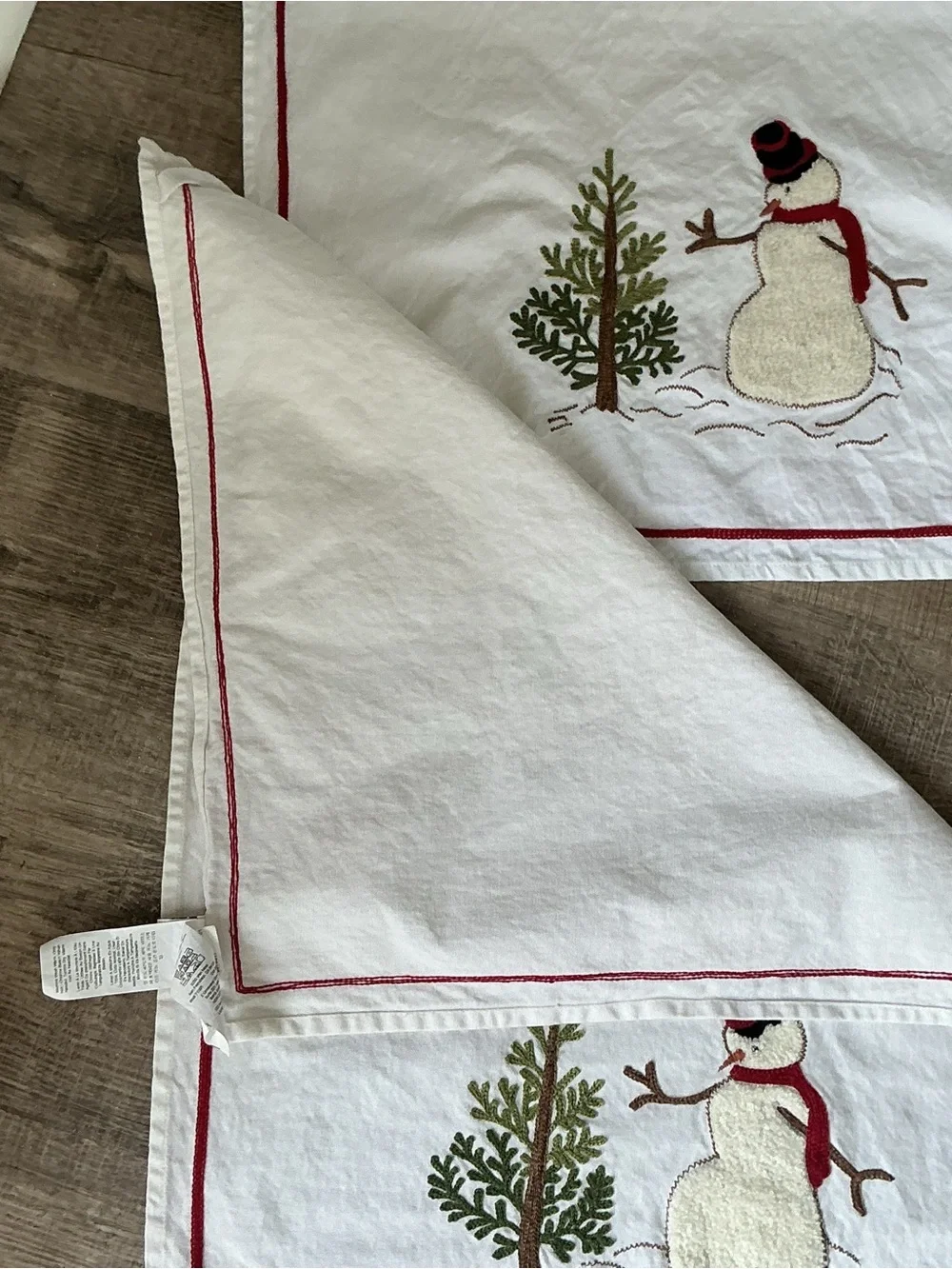Williams Sonoma Snowman Embroidered Kitchen Towels, Set of 2 OB